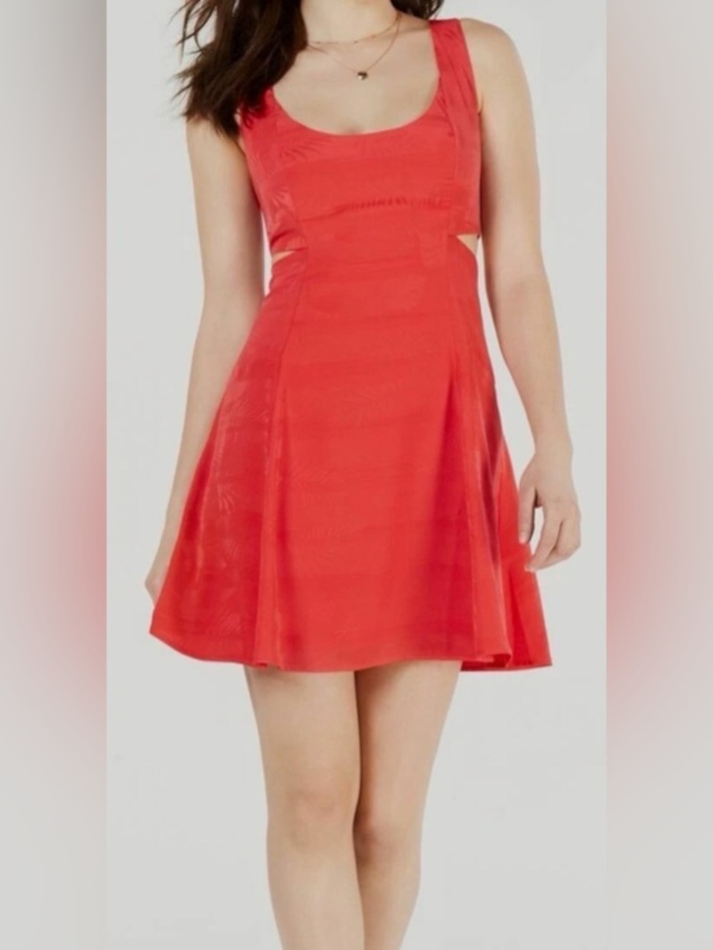 Guess Coral-Red Scoop Neck Mini Dress